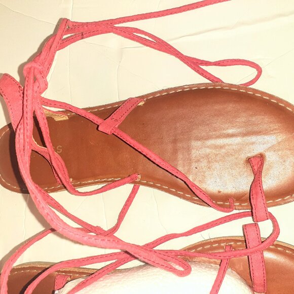 Express Size 10 Strappy Gladiator Sandals Tie Up Flat Padded Shoes Summer Women - Picture 5 of 7